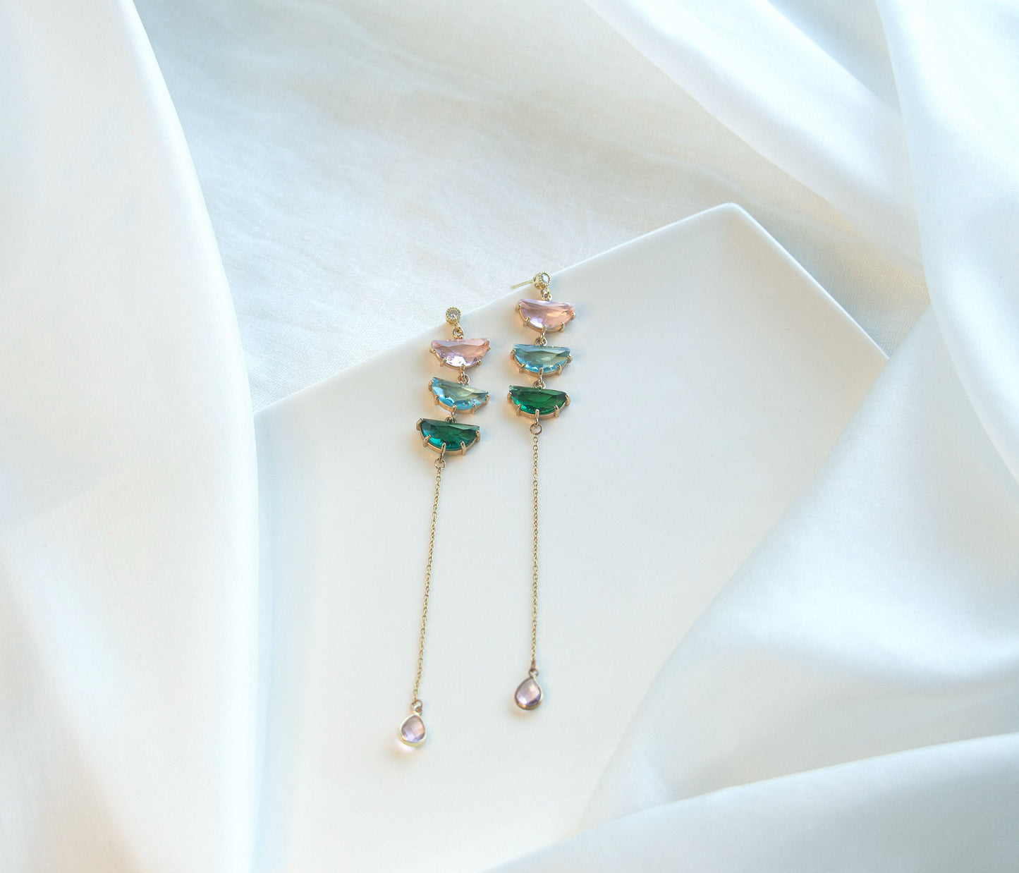 Multi-colour Statement Dangle Earrings; Crystal Earrings; Wedding Earrings; Party Earrings; Coloured Earrings; Chain Earrings; Gift for her