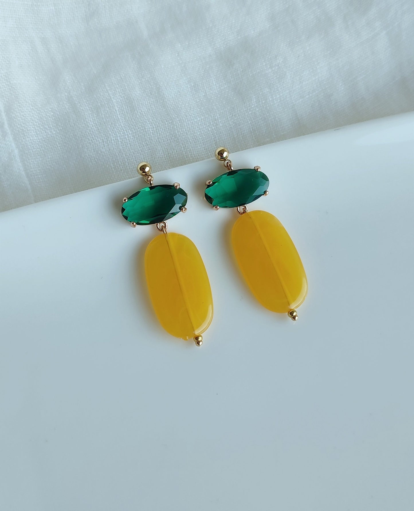 Bright Colors Dangle Earrings; Party Earrings; Wedding Guest Earrings; Gold & Green, Yellow, Pink, Blue, Orange, Red Earrings;Gift for her;