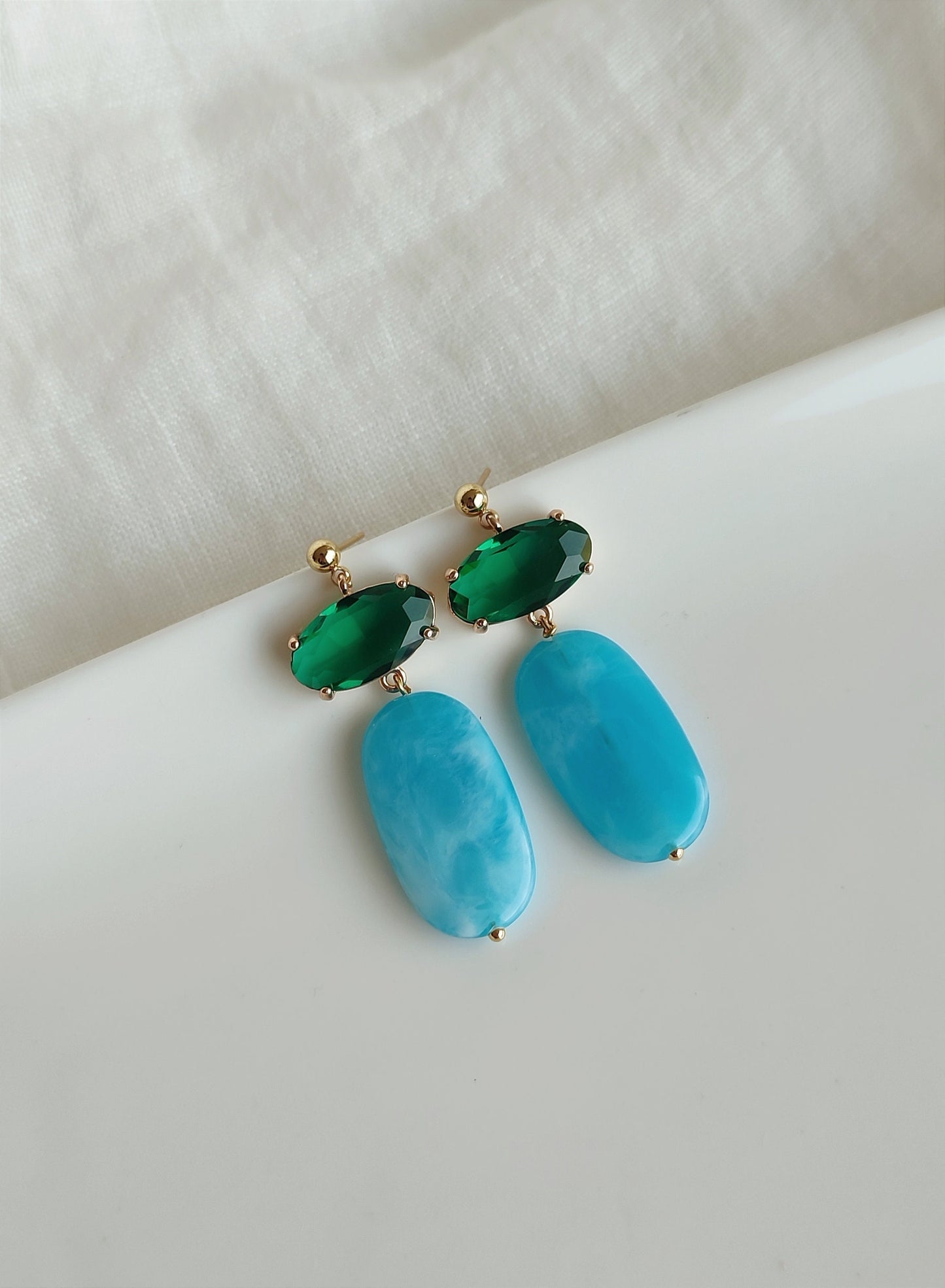 Bright Colors Dangle Earrings; Party Earrings; Wedding Guest Earrings; Gold & Green, Yellow, Pink, Blue, Orange, Red Earrings;Gift for her;