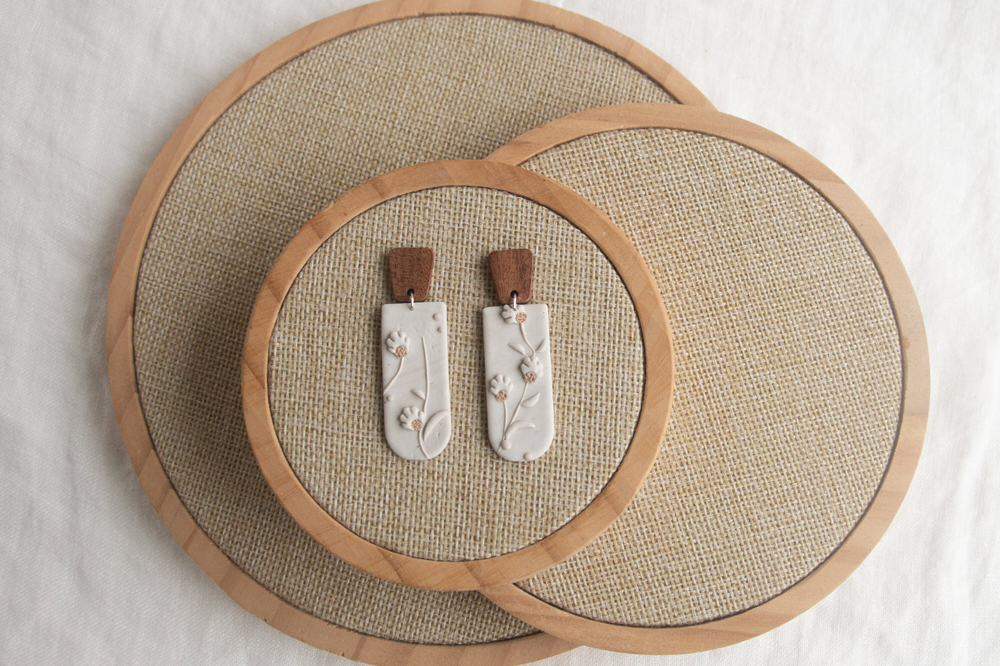 Wooden and Clay handmade Dangle Earrings; Casual Earrings; Party Earrings; Clay earrings; Gift for Her