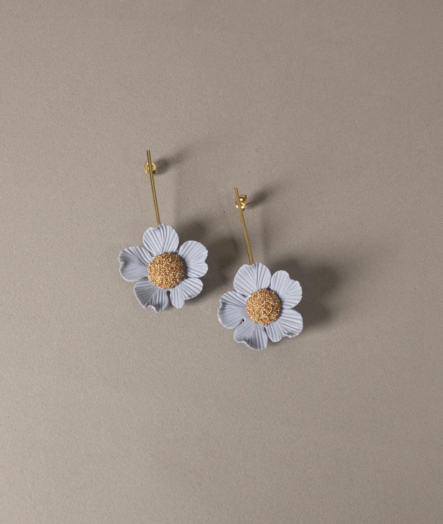 Elegant Floral Earrings; Blue Flower Earrings; Party, Evening, Wedding Jewellery; Porcelain & Gold Earrings; Gift for Her; Wedding Season;