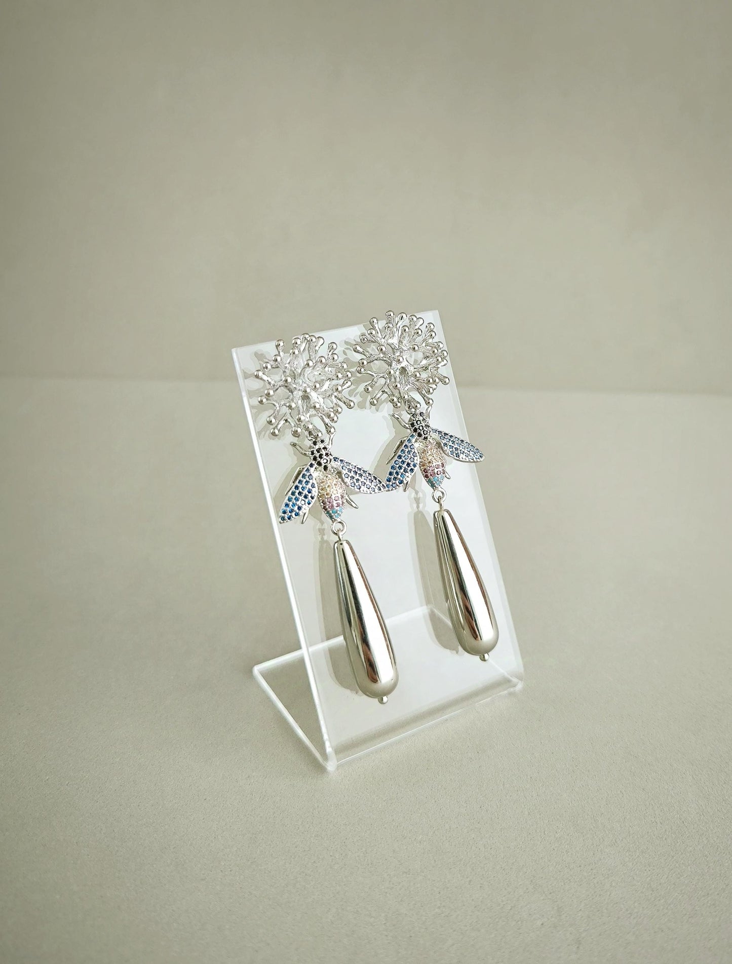 Silver and Multicolour Statement Earrings; Dangle Earrings; Silver Earrings; Party Earrings; Wedding jewellery; Gift for Her