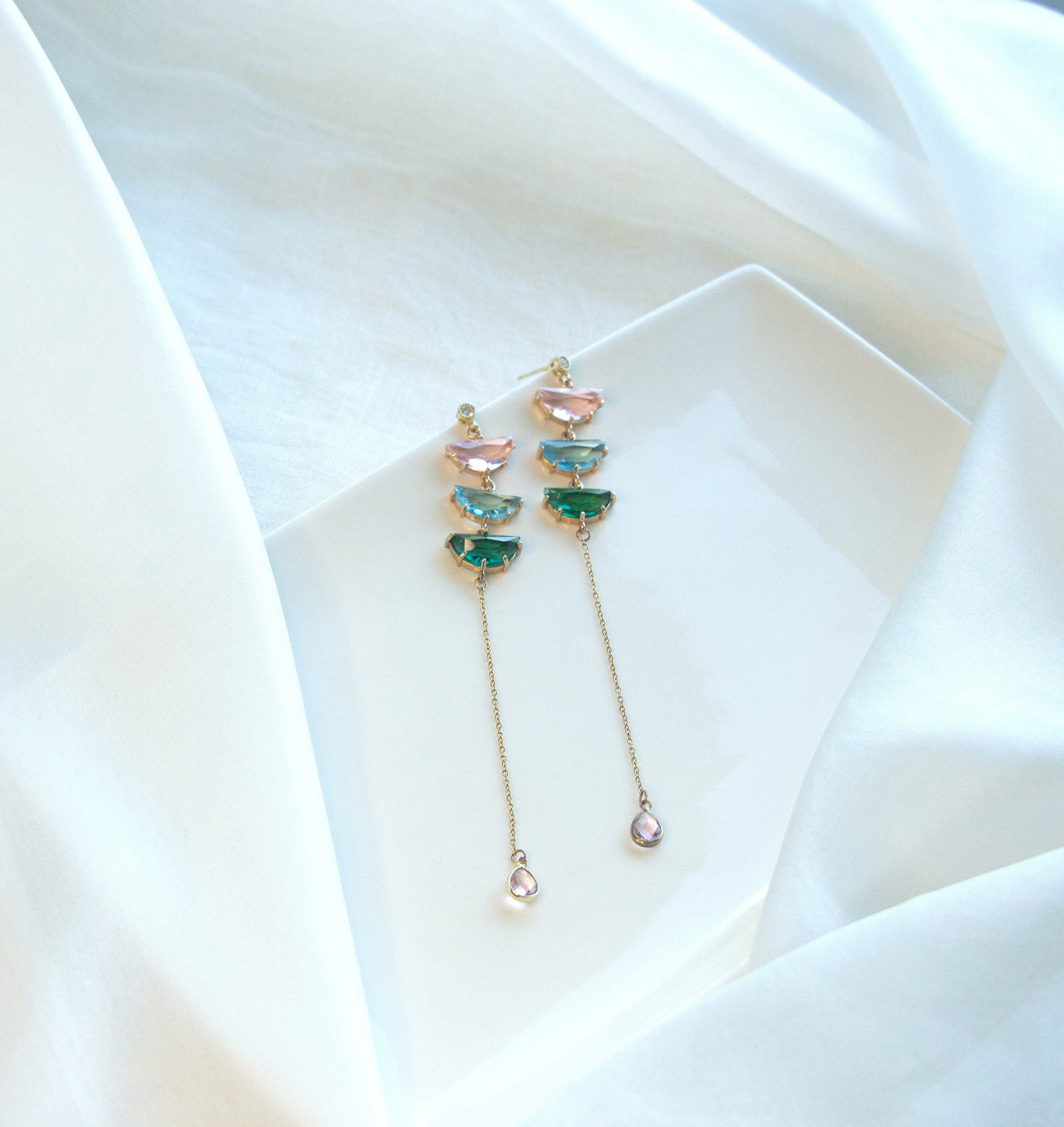 Multi-colour Statement Dangle Earrings; Crystal Earrings; Wedding Earrings; Party Earrings; Coloured Earrings; Chain Earrings; Gift for her