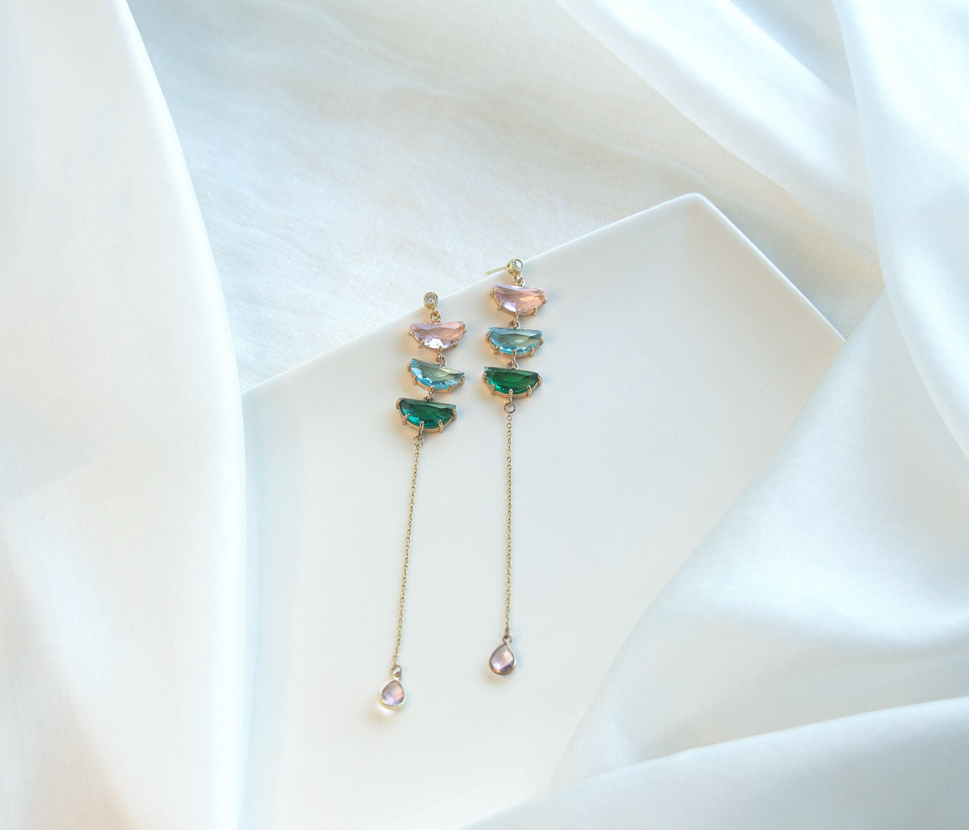 Multi-colour Statement Dangle Earrings; Crystal Earrings; Wedding Earrings; Party Earrings; Coloured Earrings; Chain Earrings; Gift for her