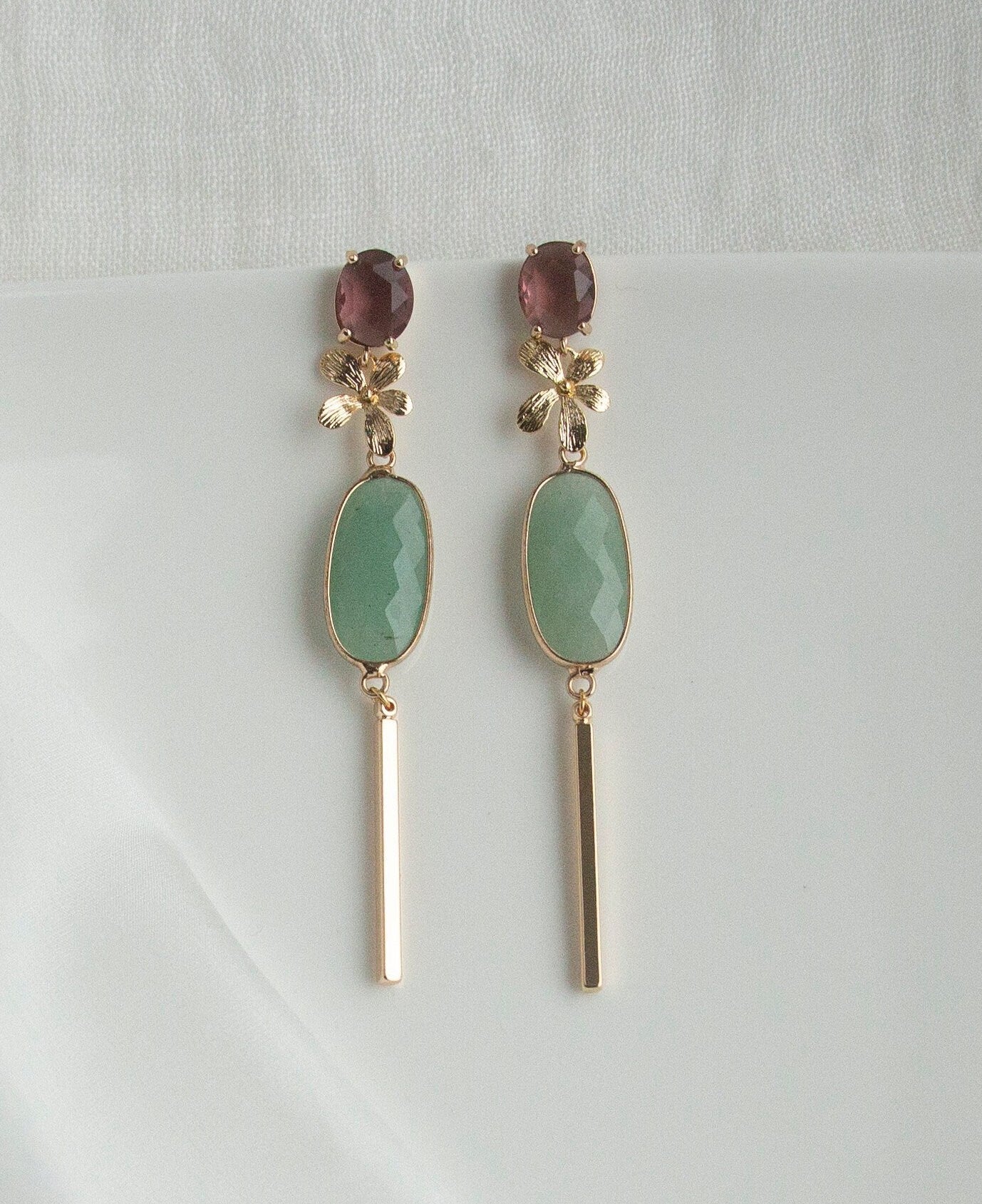 Coloured Statement Dangle Earrings; Gold Earrings; Natural Stone Earrings; Party Earrings; Gift for her; Wedding Guest Earrings;