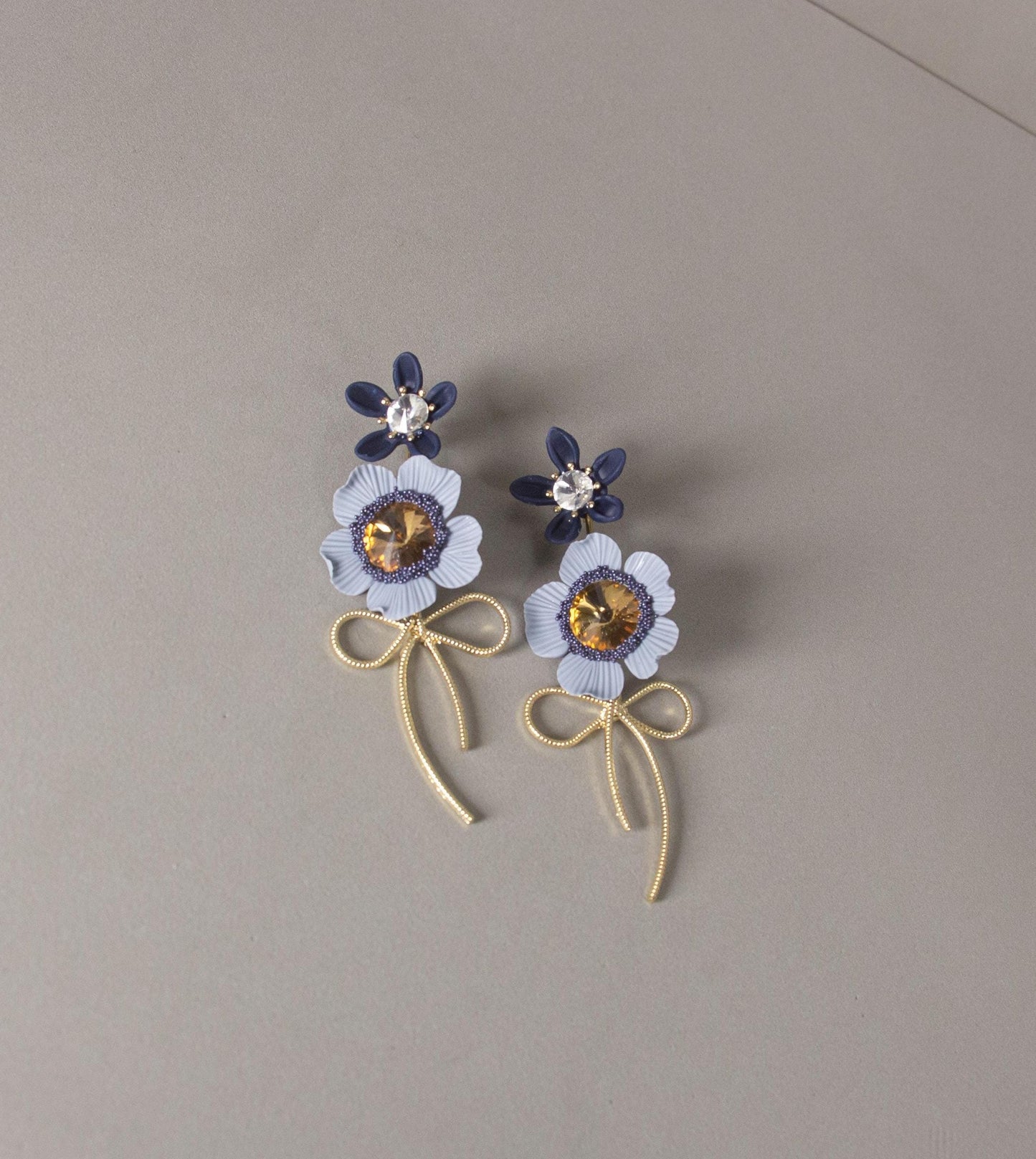 Luxury Floral Earrings; Blue/Gold Flower Earrings; Party & Evening Jewellery; Porcelain Earrings; Gift for Her; Wedding Season; Xmas Gift