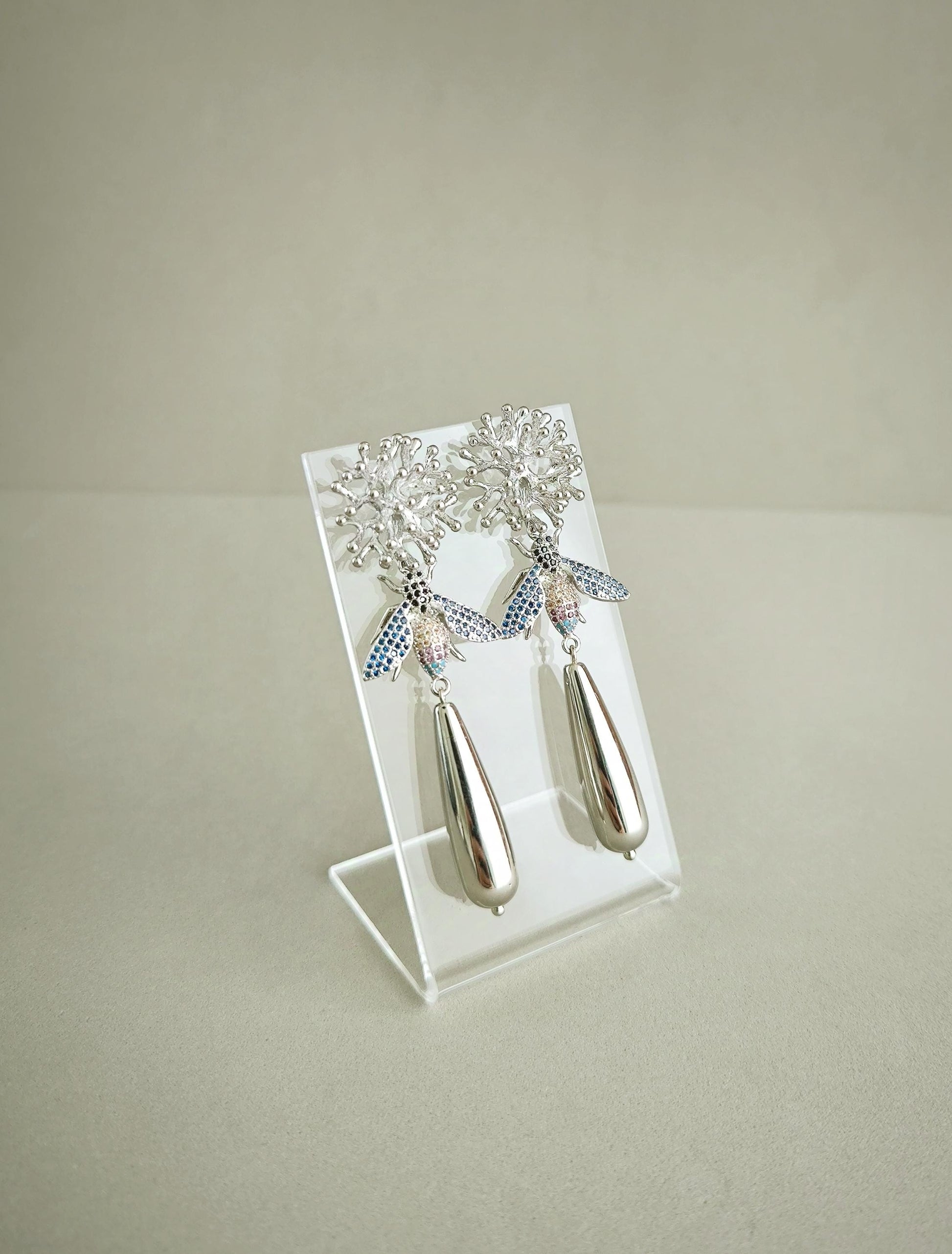 Silver and Multicolour Statement Earrings; Dangle Earrings; Silver Earrings; Party Earrings; Wedding jewellery; Gift for Her