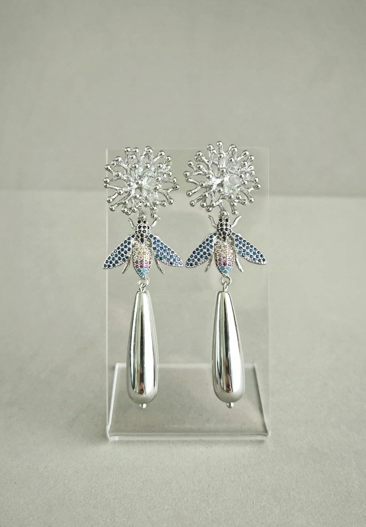 Silver and Multicolour Statement Earrings; Dangle Earrings; Silver Earrings; Party Earrings; Wedding jewellery; Gift for Her