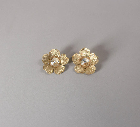 XL Earrings; Golden Flower Earrings; Party/Evening Jewellery; Handmade Porcelain Earrings; Gift for Her; Wedding Season; Xmas gift