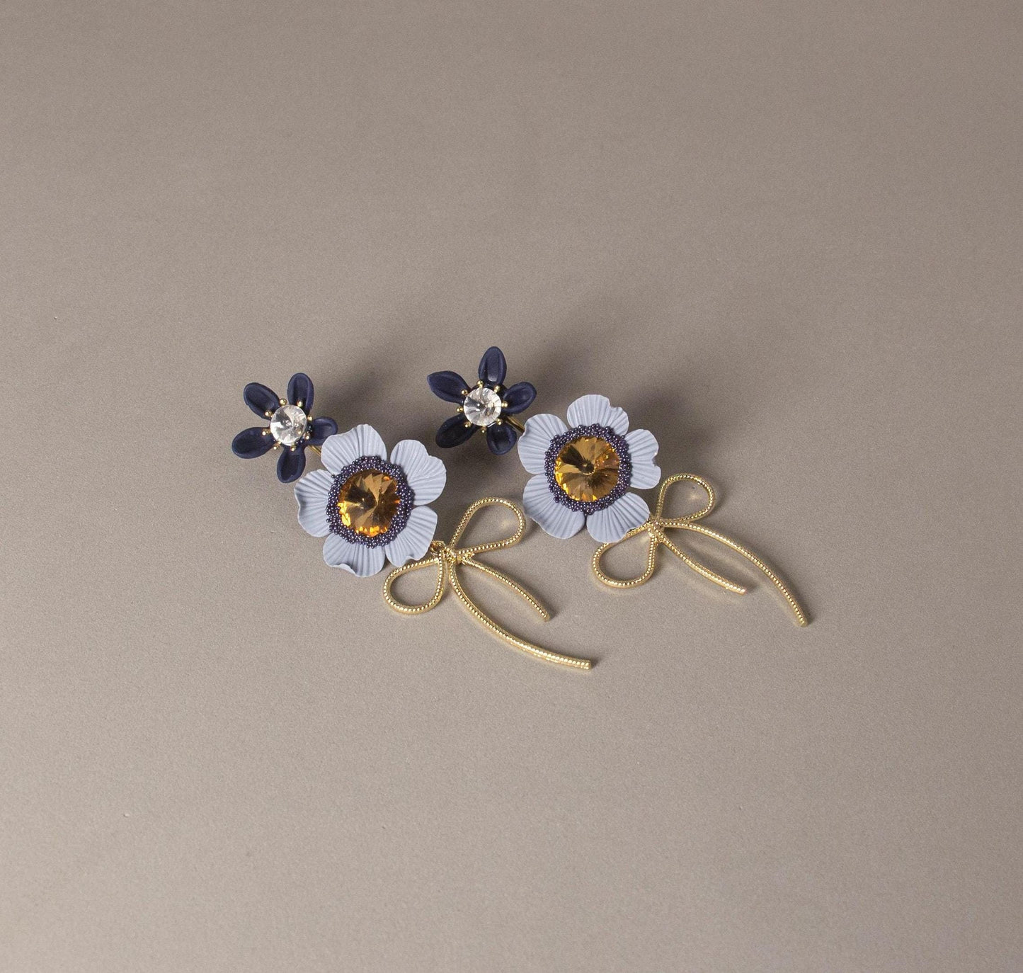 Luxury Floral Earrings; Blue/Gold Flower Earrings; Party & Evening Jewellery; Porcelain Earrings; Gift for Her; Wedding Season; Xmas Gift